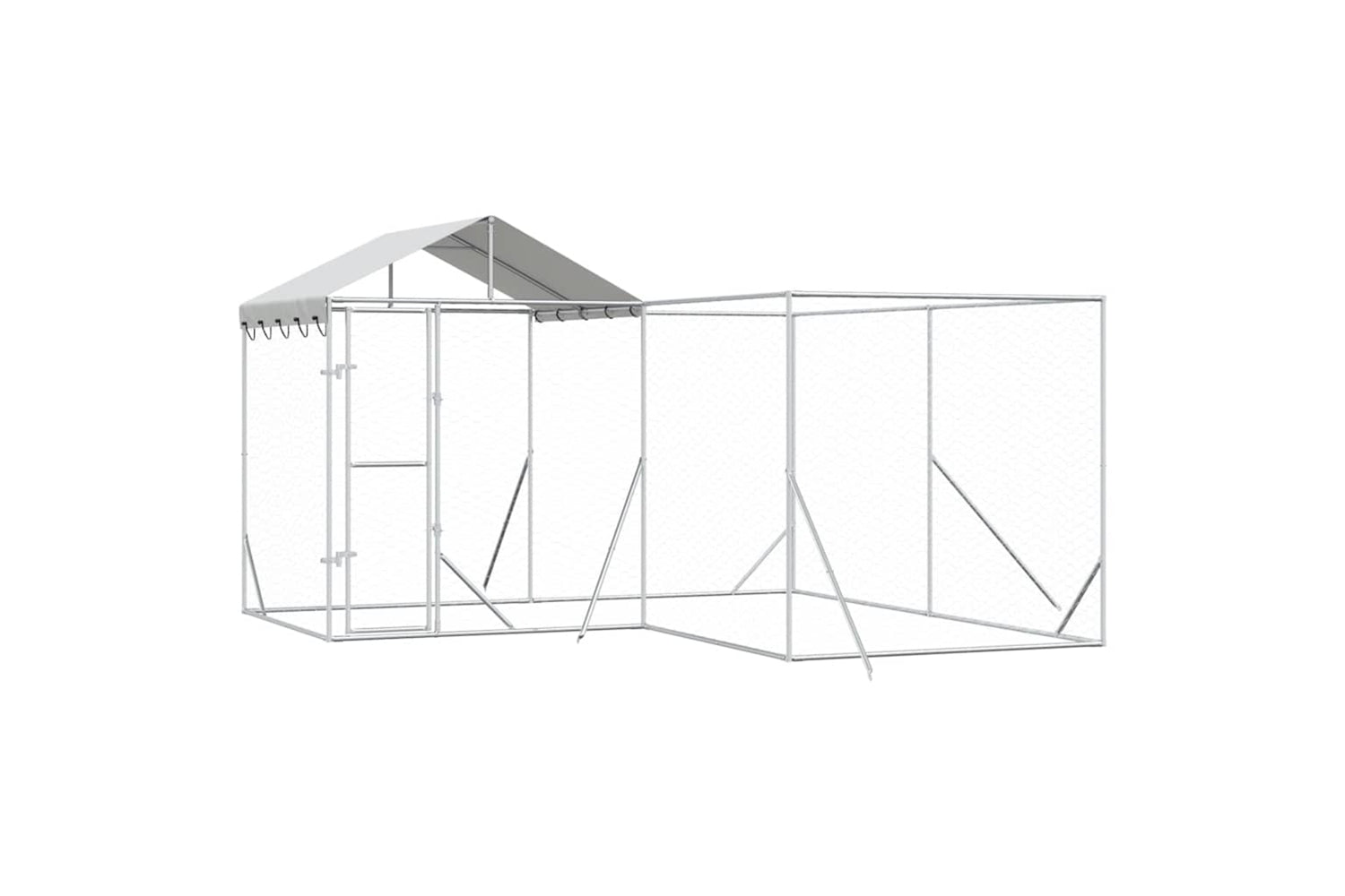 Vidaxl 3190470 Outdoor Dog Kennel With Roof Silver 4x4x2.5 M Galvanised Steel