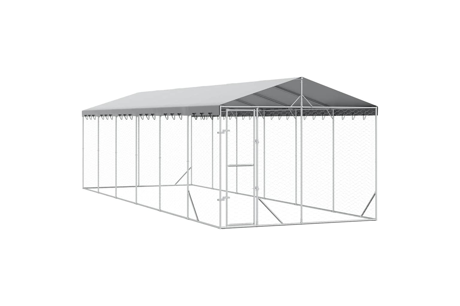 Vidaxl 3190490 Outdoor Dog Kennel With Roof Silver 3x9x2.5 M Galvanised Steel