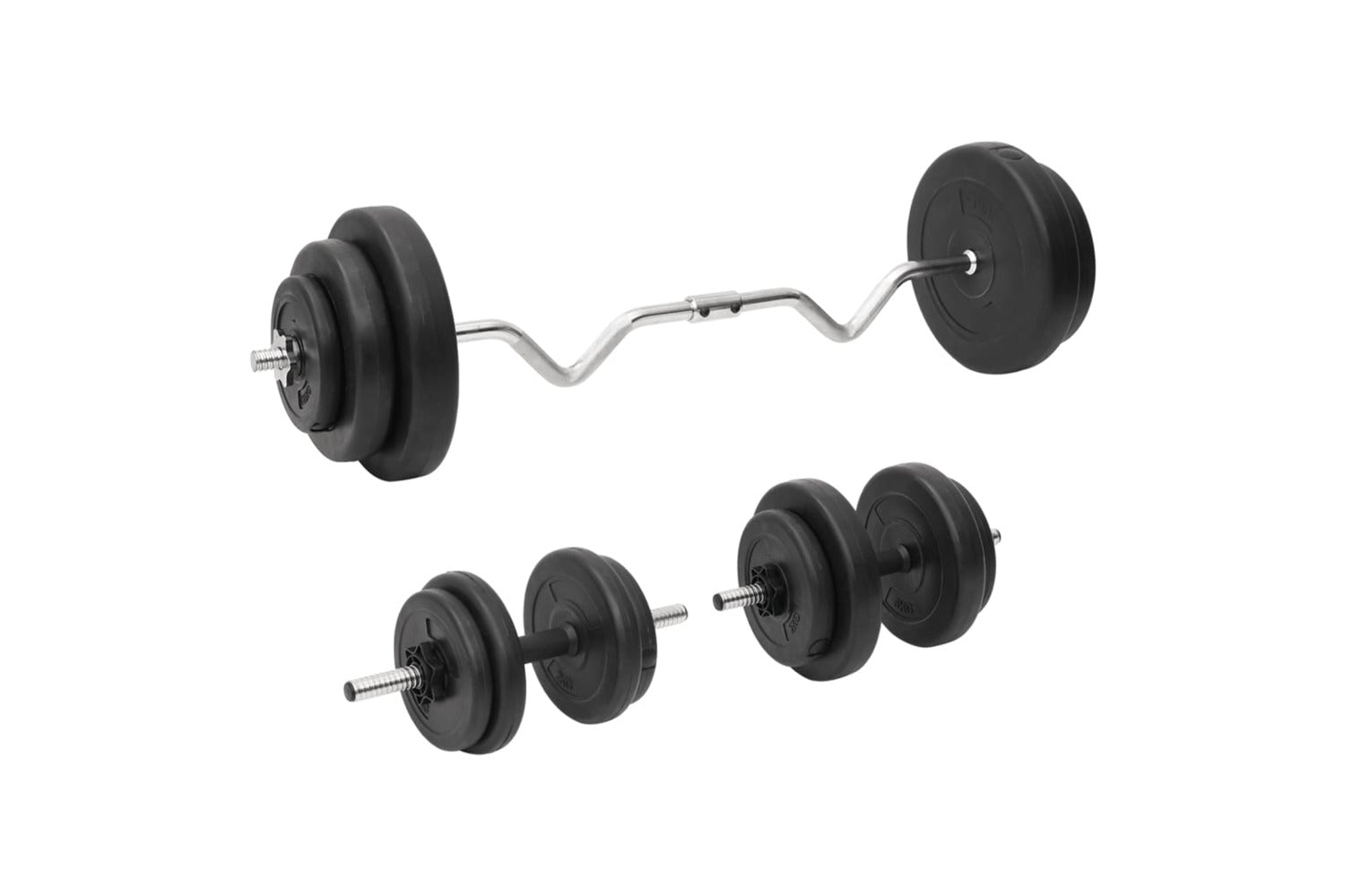 Vidaxl 3145026 Curl Barbell And Dumbbell With Plates 60 Kg-2