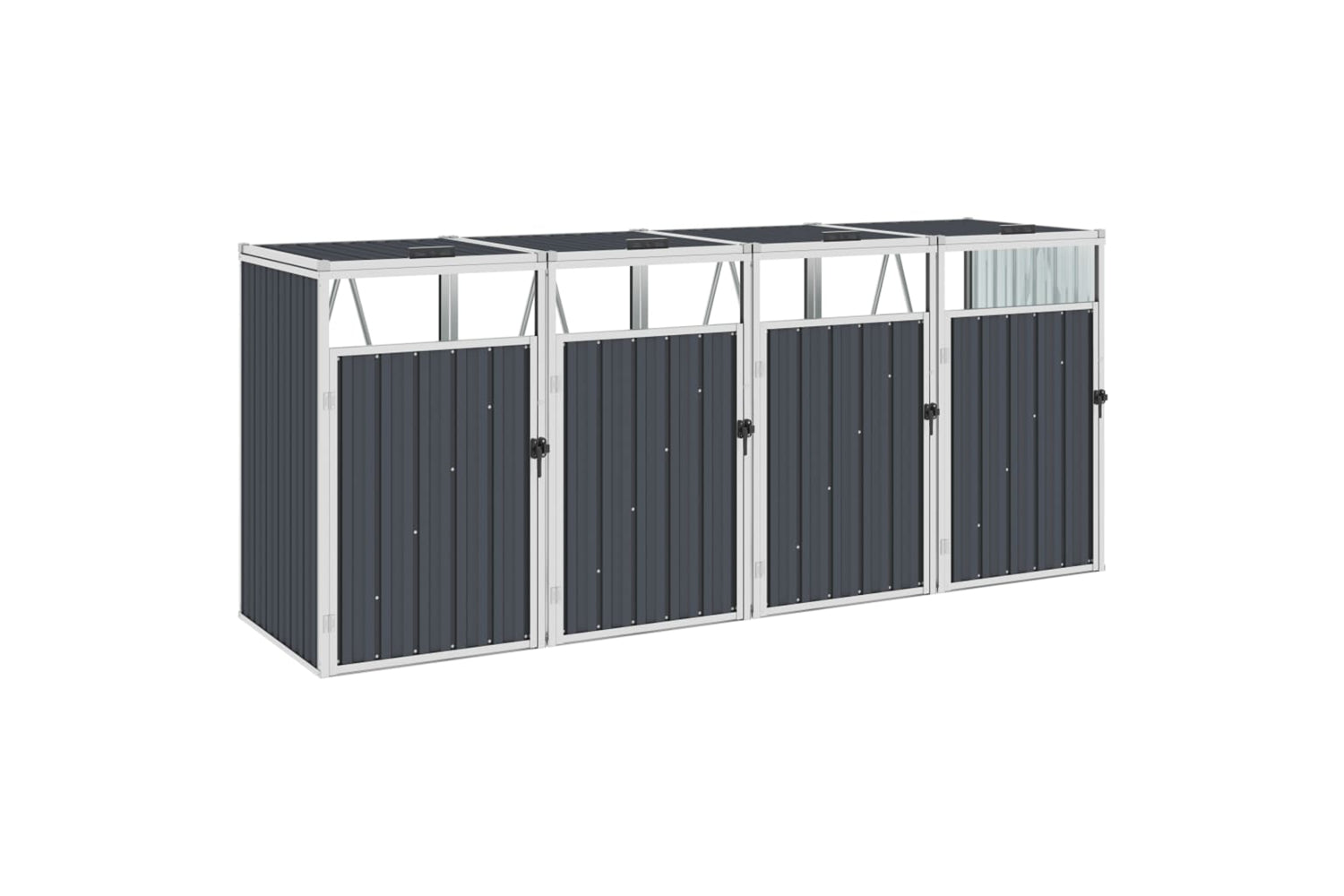 vidaXL Quadruple Garbage Bin Shed Anthracite 286x81x121cm Steel