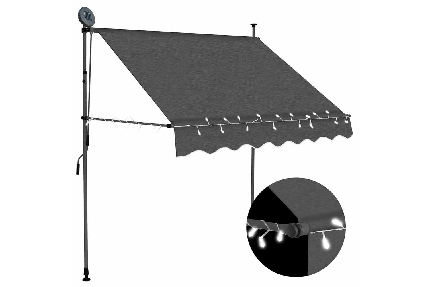 vidaXL 145864 Manual Retractable Awning With Led 200cm Anthracite
