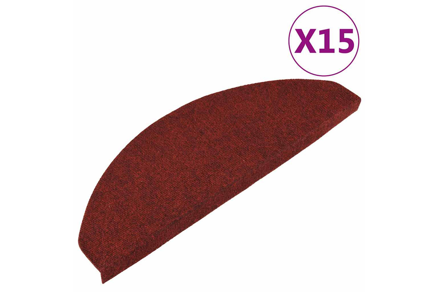 vidaXL 136398 Stair Mats Self-adhesive 15 Pcs 65x22.5x3.5cm Red