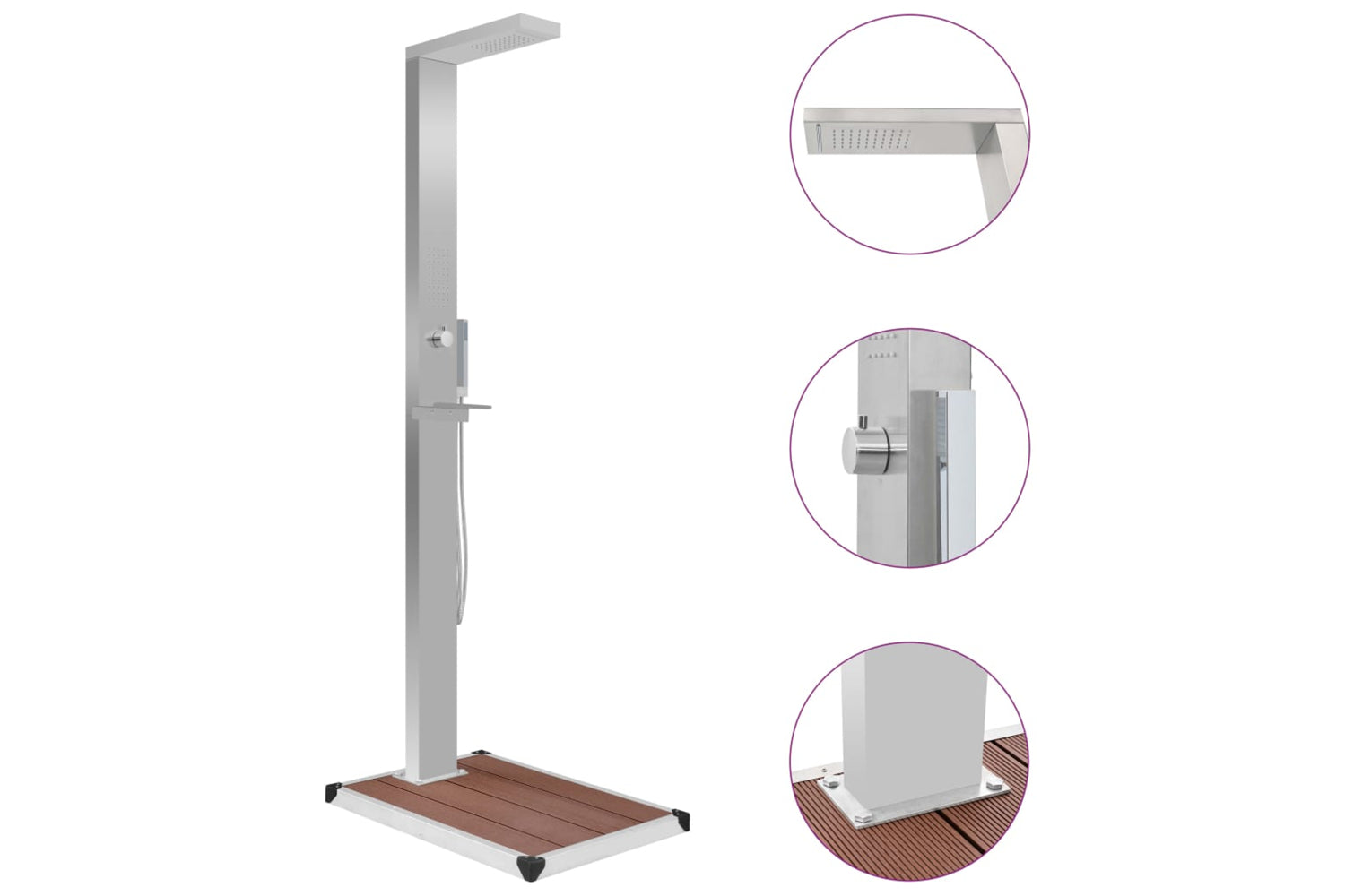 Vidaxl 3051289 Outdoor Shower With Tray Wpc Stainless Steel