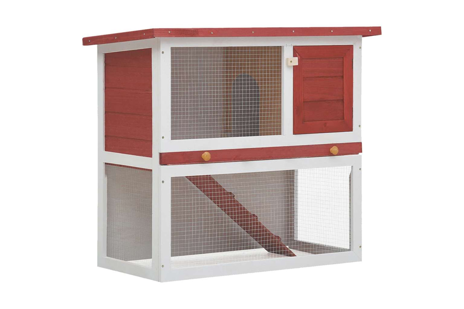 Vidaxl 170833 Outdoor Rabbit Hutch 1 Door Red Wood