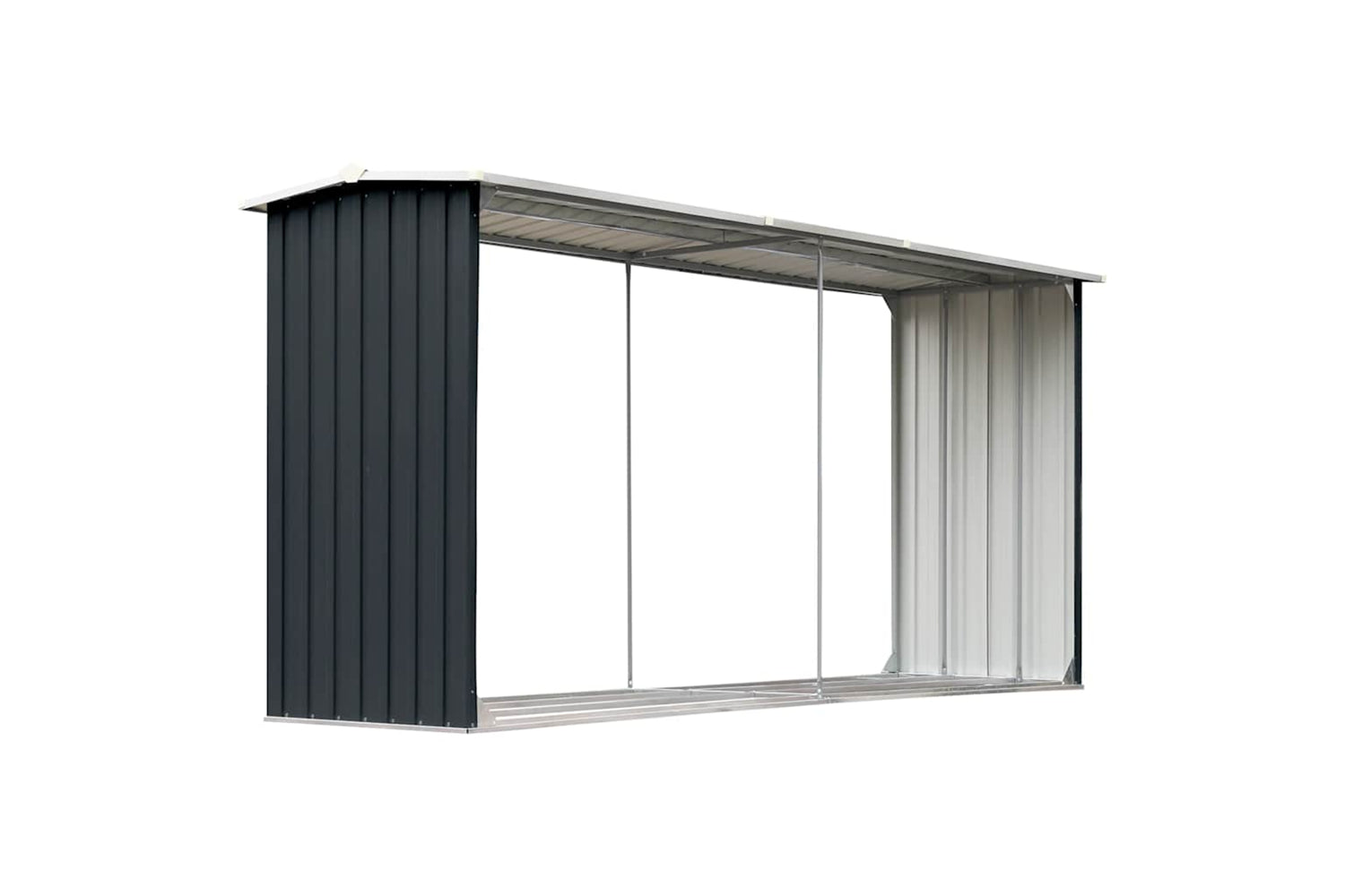vidaXL 47088 Garden Log Storage Shed Galvanised Steel 330x92x153cm Anthracite