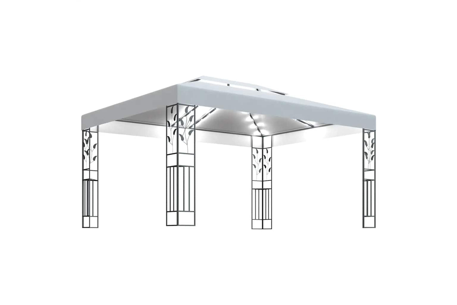 Vidaxl 3070298 Gazebo With Double Roof&led String Lights 3x4 M White