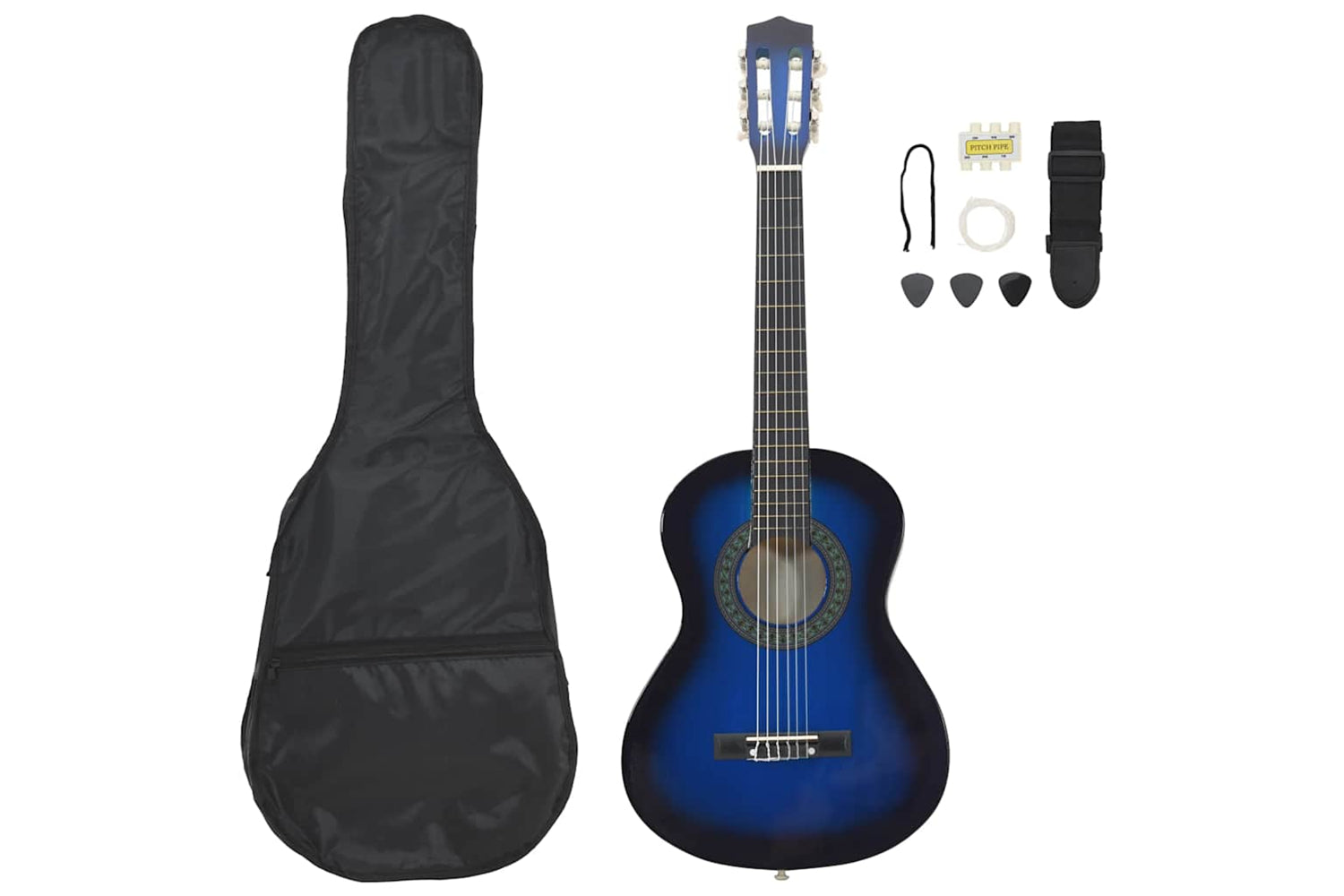 Vidaxl 8 Piece Classical Guitar Beginner Set Blue 1/2 34