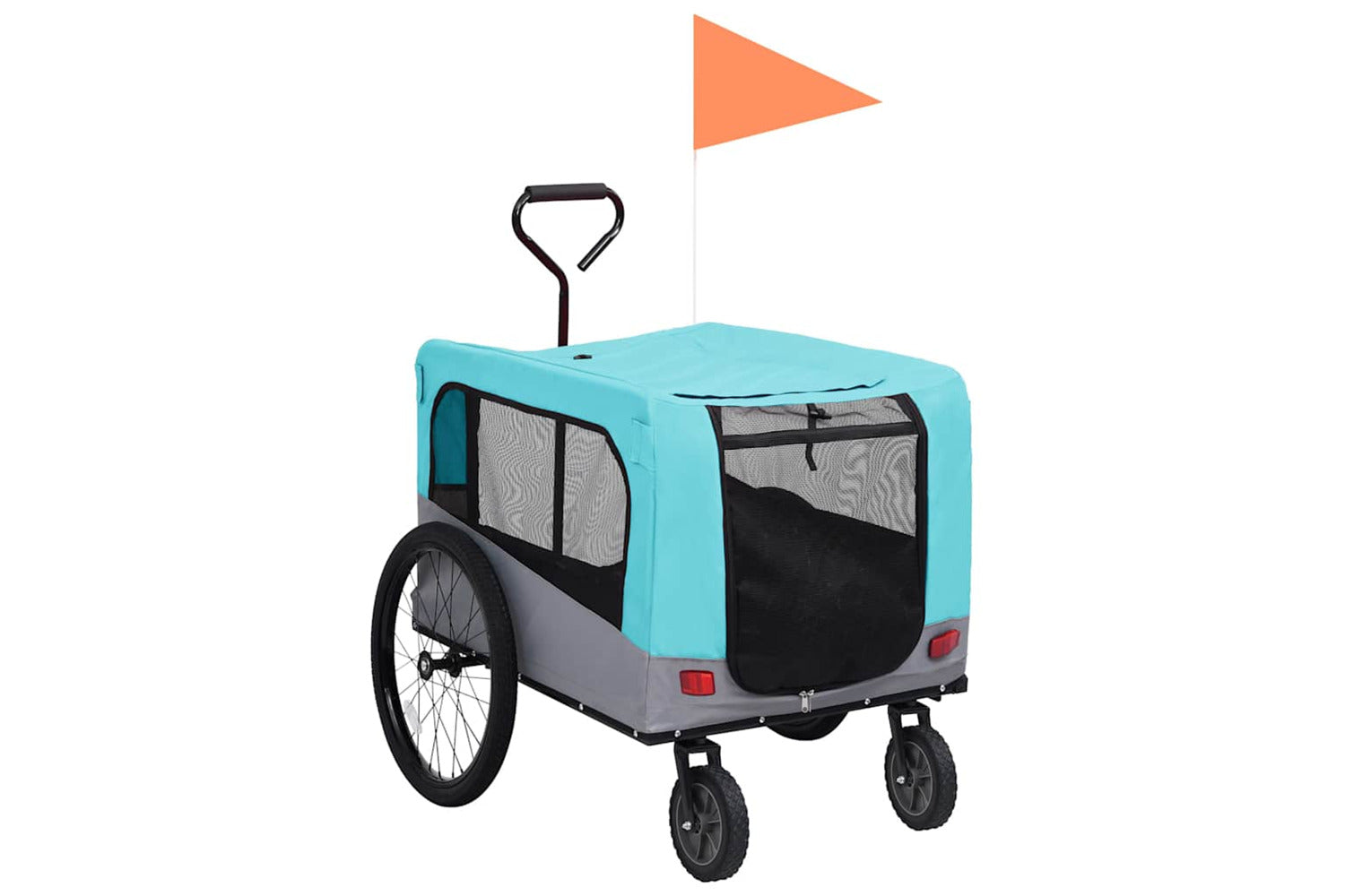 Vidaxl 2-in-1 Pet Bike Trailer & Jogging Stroller Blue And Grey-2