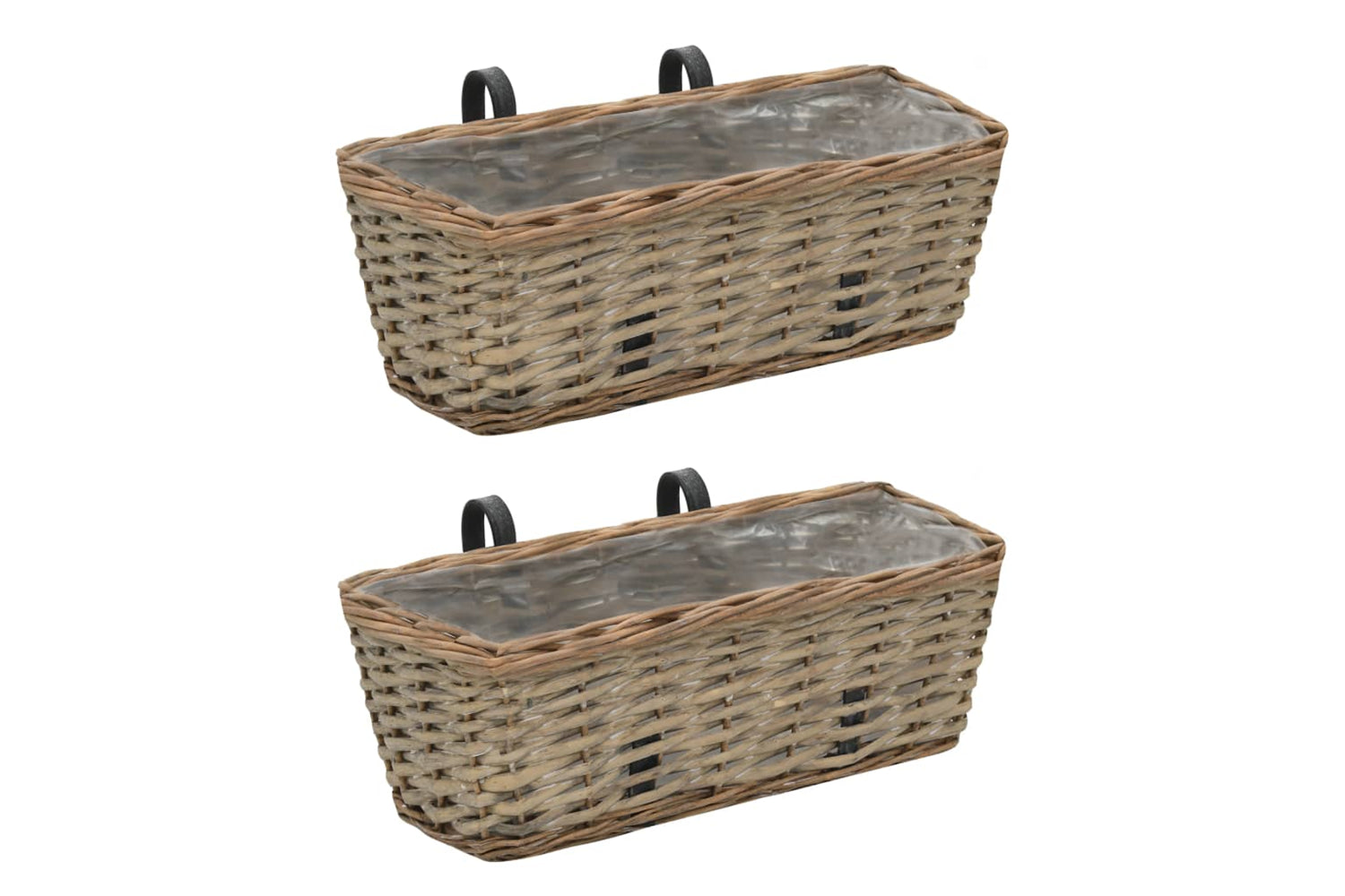 vidaXL 246828 Balcony Planter 2 Pcs Wicker With Pe Lining 40cm