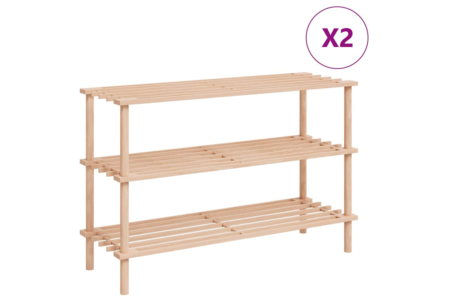 Vidaxl 241065 3-tier Shoe Racks 2 Pcs Solid Fir Wood