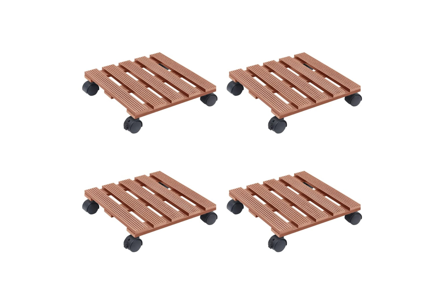 vidaXL 3143927 Plant Trolleys 4 Pcs Brown 30x30x7,5cm Wpc
