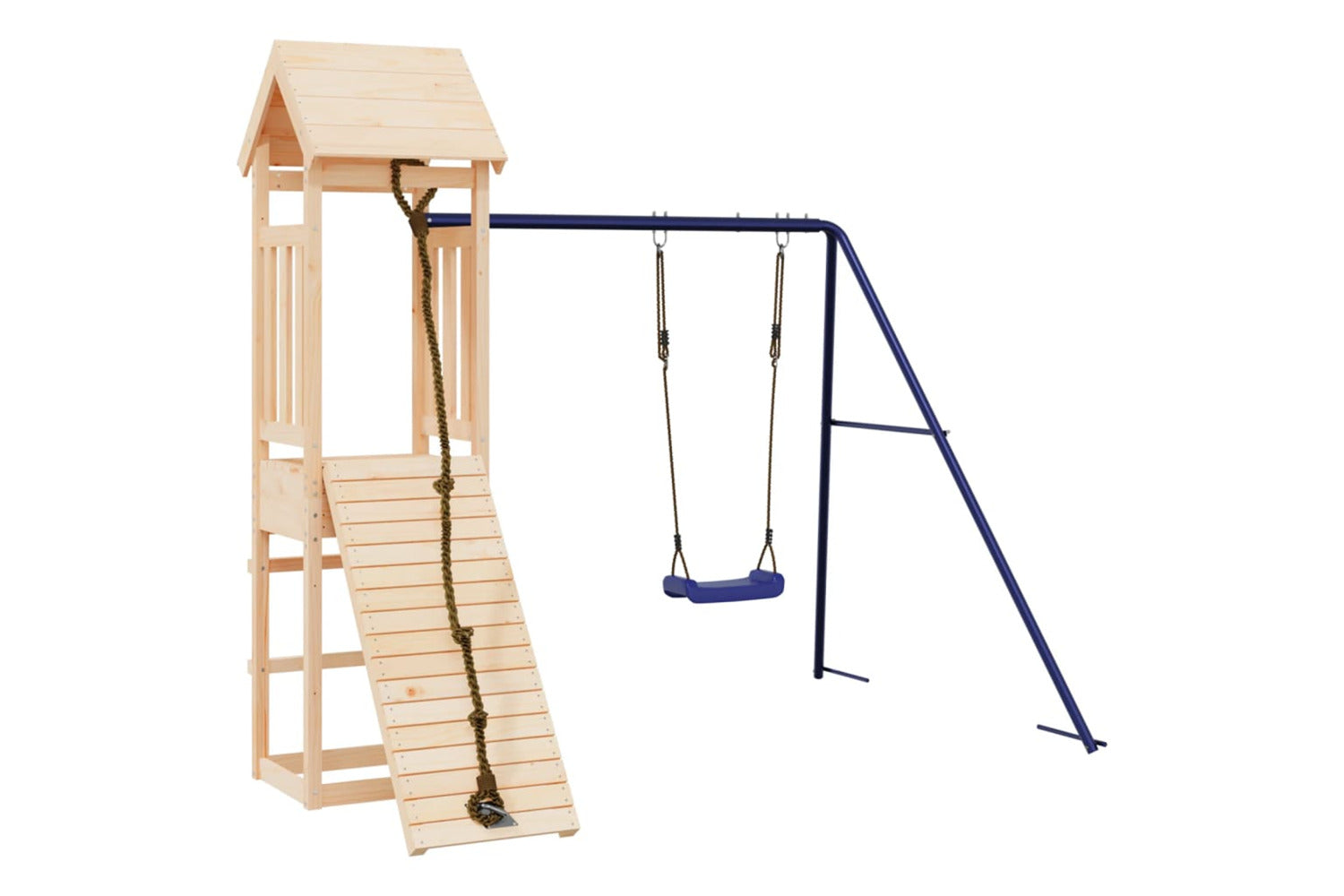 Vidaxl 3155813 Playhouse With Climbing Wall Swing Solid Wood Pine-2
