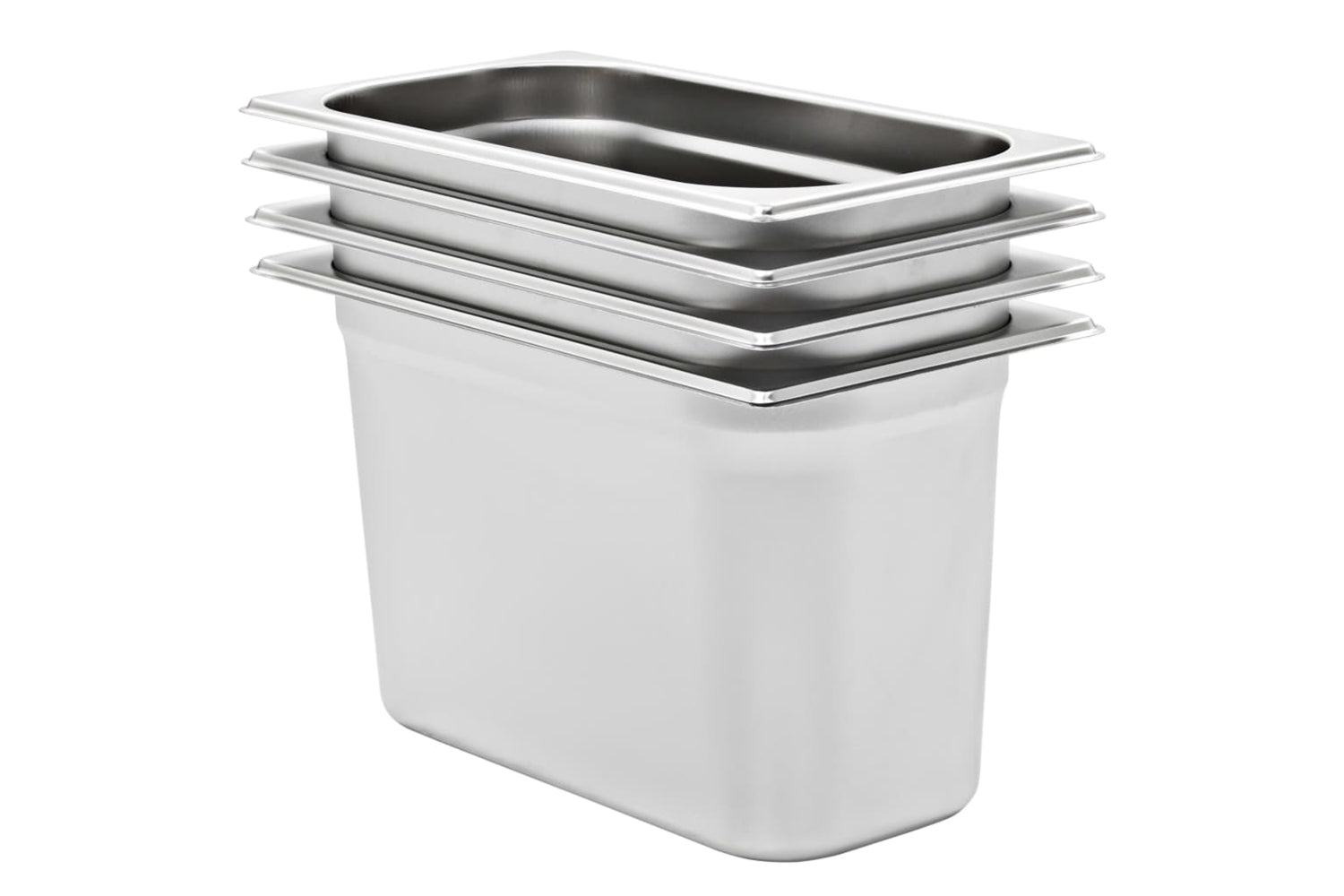 vidaXL 50897 Gastronorm Containers 4 Pcs Gn 1/3 200mm Stainless Steel