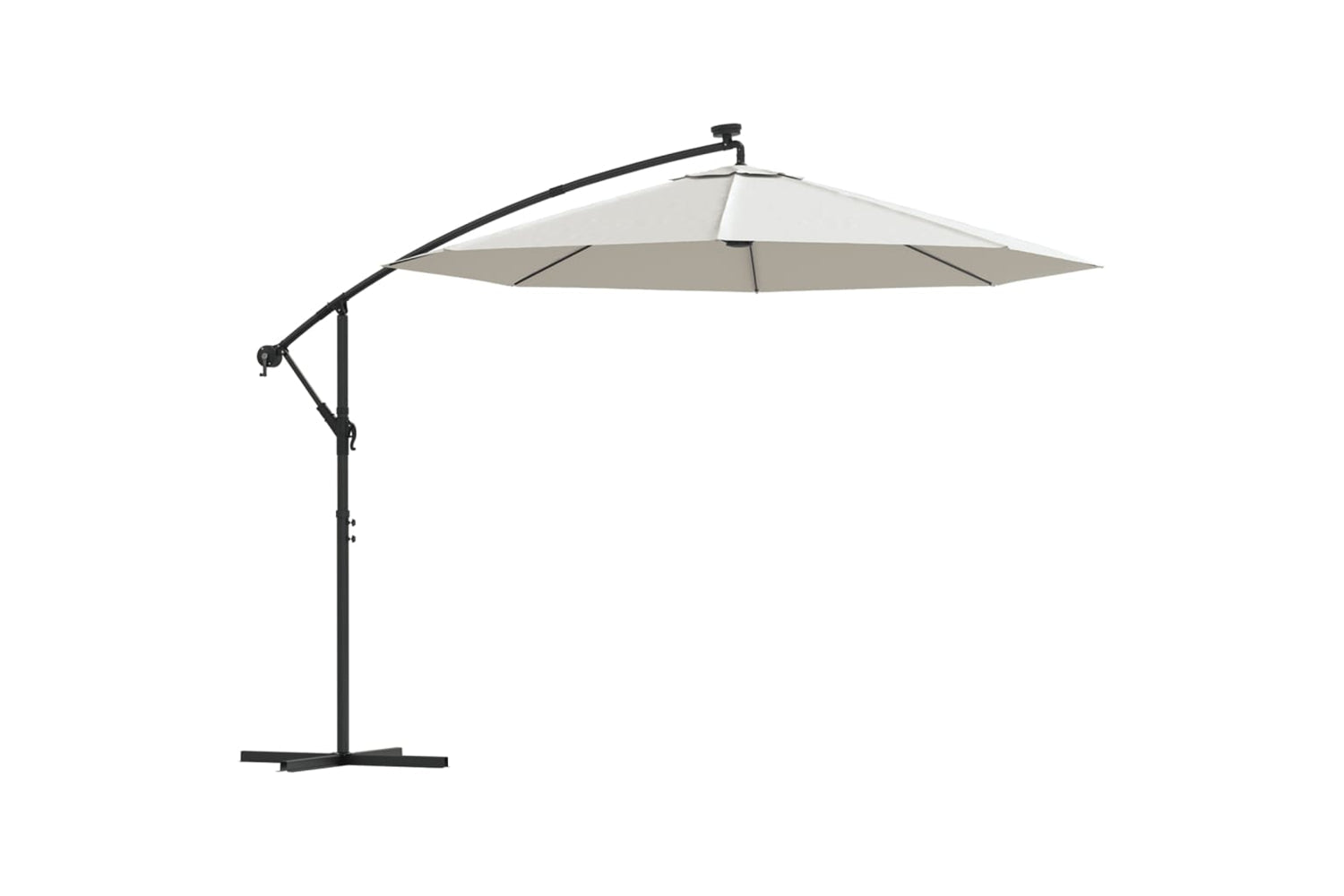 Vidaxl 42970 Hanging Parasol With Led Lighting 300 Cm Sand Metal Pole