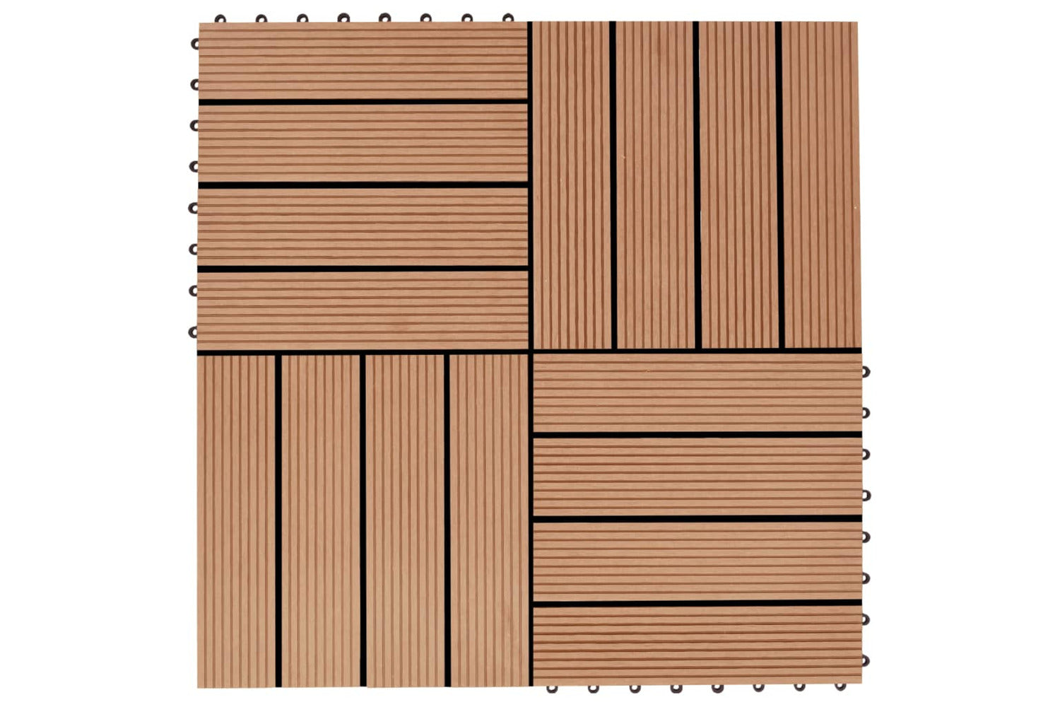 vidaXL 45024 11 Pcs Decking Tiles Wpc 30x30cm 1 Sqm Teak Co-2