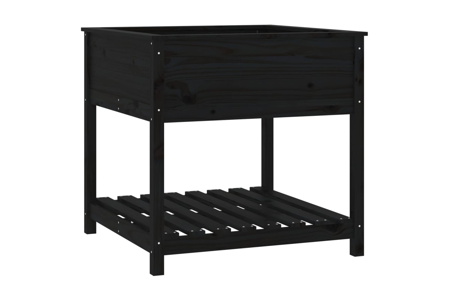 vidaXL 823798 Planter With Shelf Black 82.5x82.5x81cm Solid Wood Pine