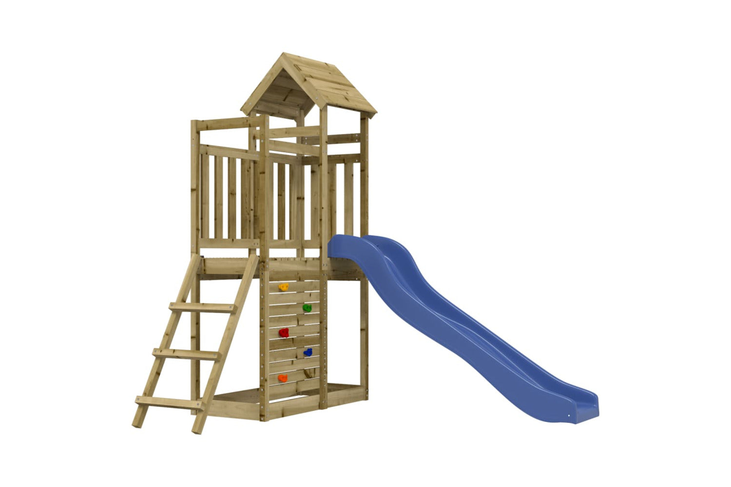 Vidaxl 3155890 Playhouse With Slide Rockwall Impregnated Wood Pine-2