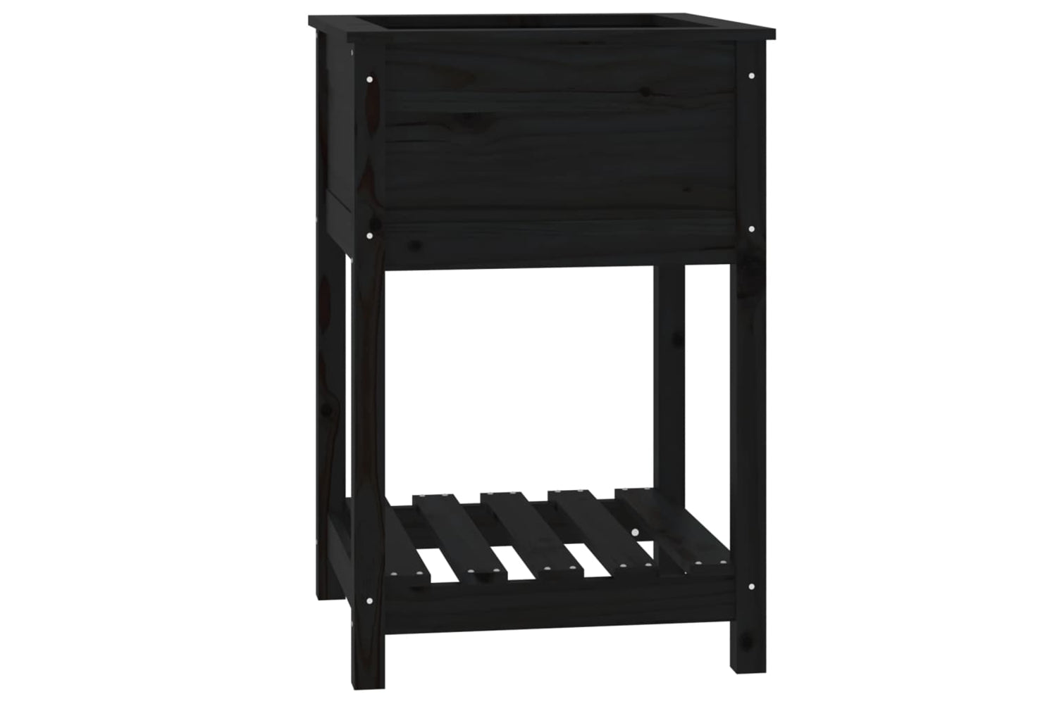 vidaXL 823777 Planter With Shelf Black 54x54x81cm Solid Wood Pine