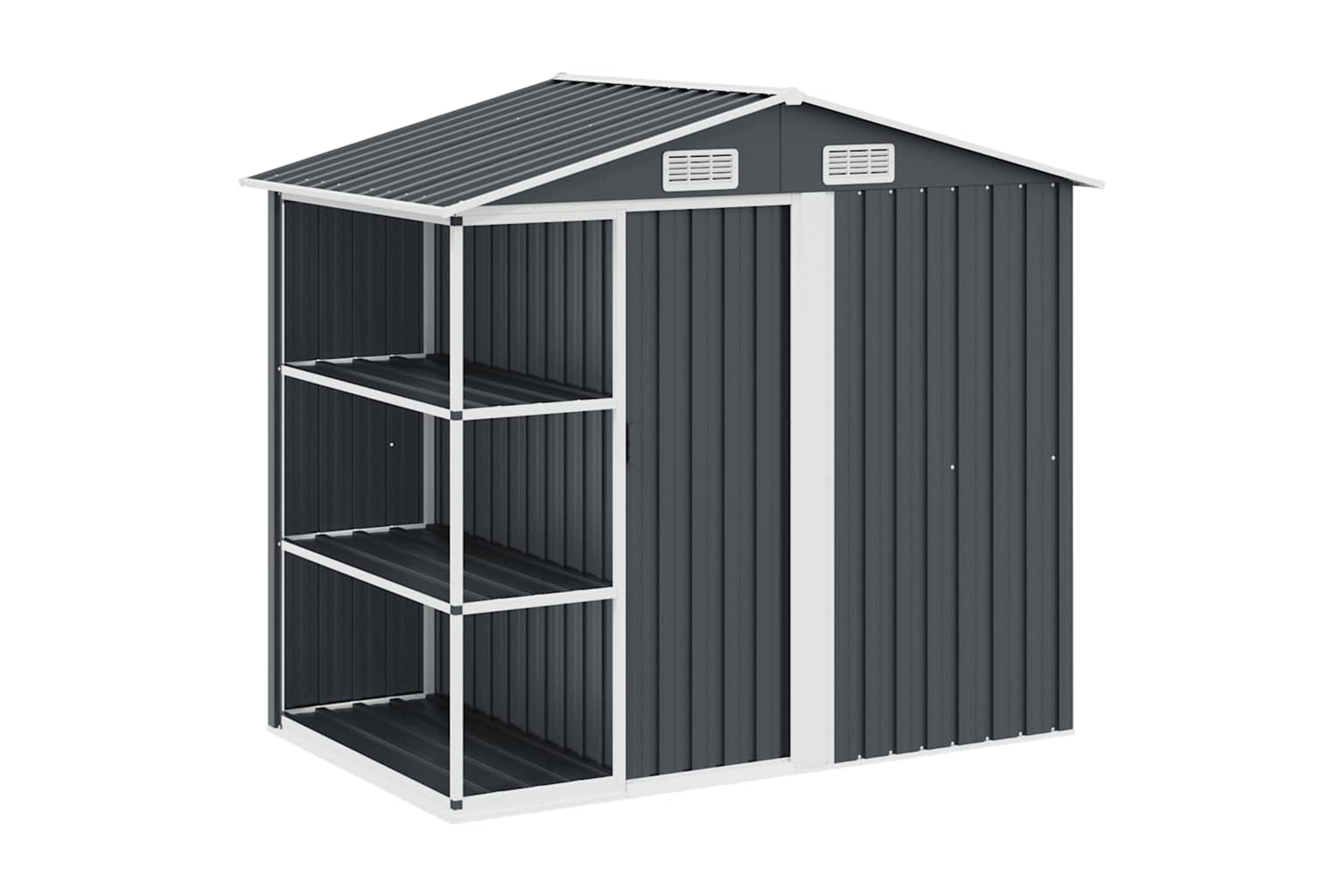vidaXL 47106 Garden Shed With Rack Anthracite 205x130x183cm Iron
