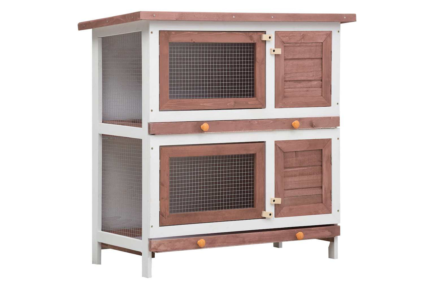 Vidaxl 170835 Outdoor Rabbit Hutch 4 Doors Brown Wood