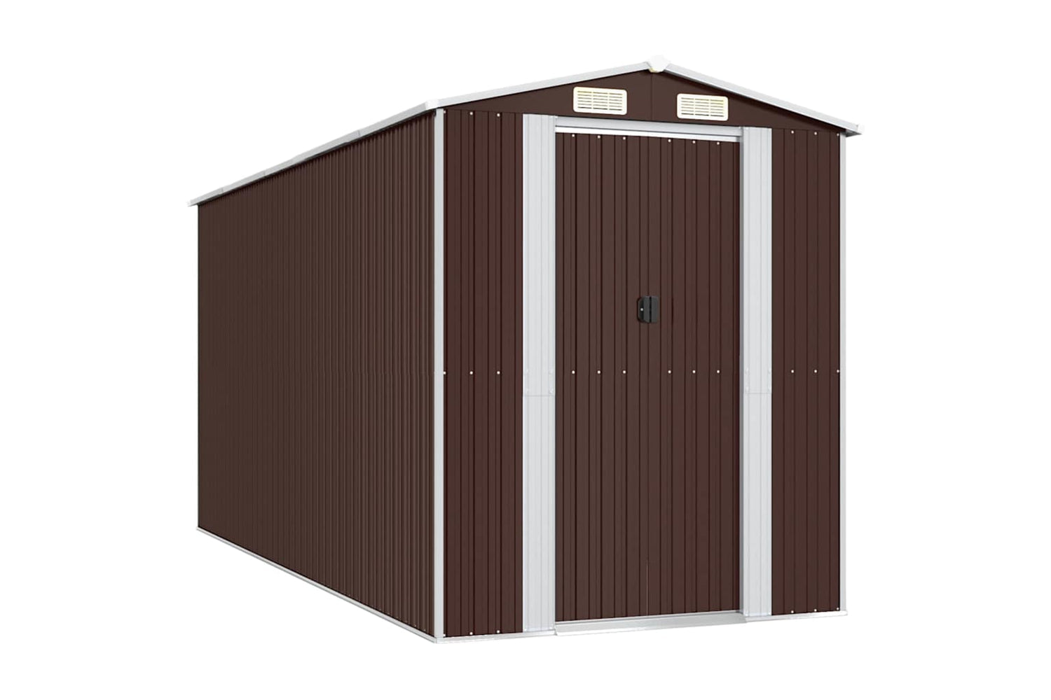 vidaXL 3147463 Garden Shed Dark Brown 192x440x223cm Galvanised Steel