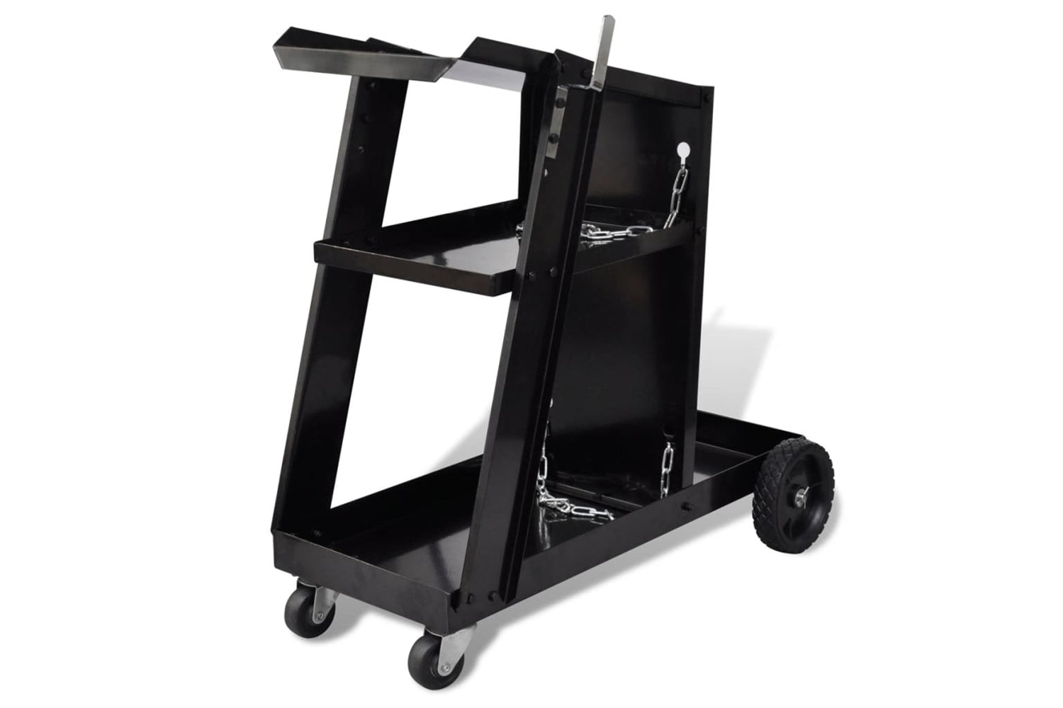 Vidaxl 140950 Welding Cart Black Trolley With 3 Shelves Workshop Organiser