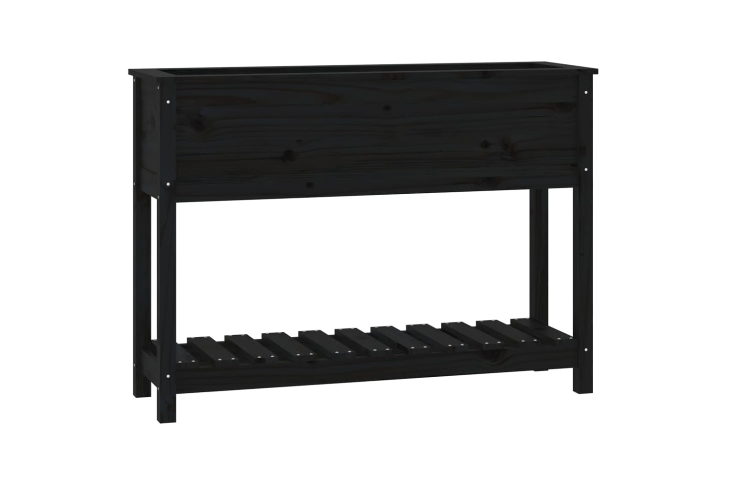 vidaXL 823770 Planter With Shelf Black 111.5x34.5x81cm Solid Wood Pine