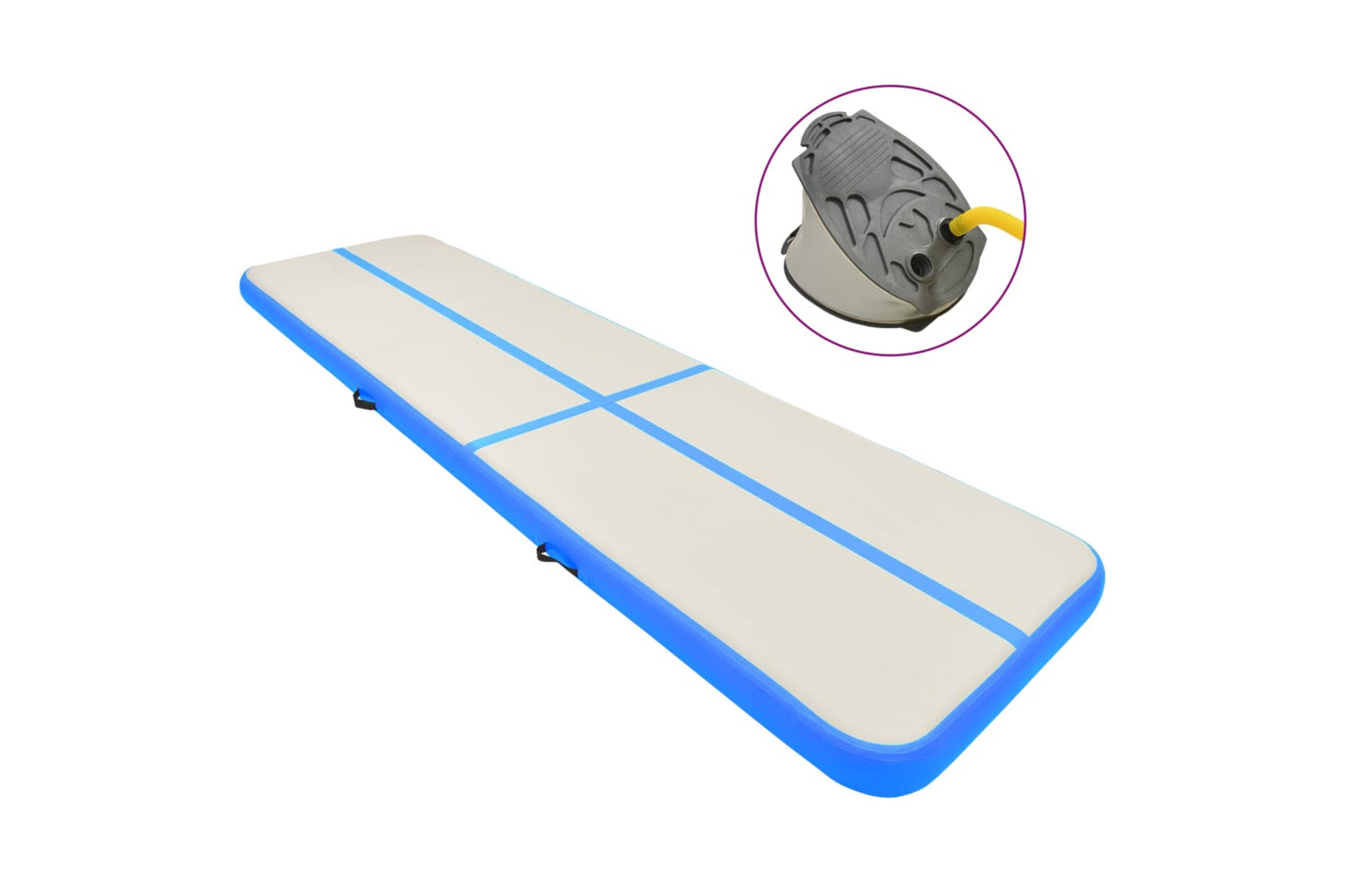 vidaXL 92692 Inflatable Gymnastics Mat With Pump 800x100x20cm Pvc Blue-2