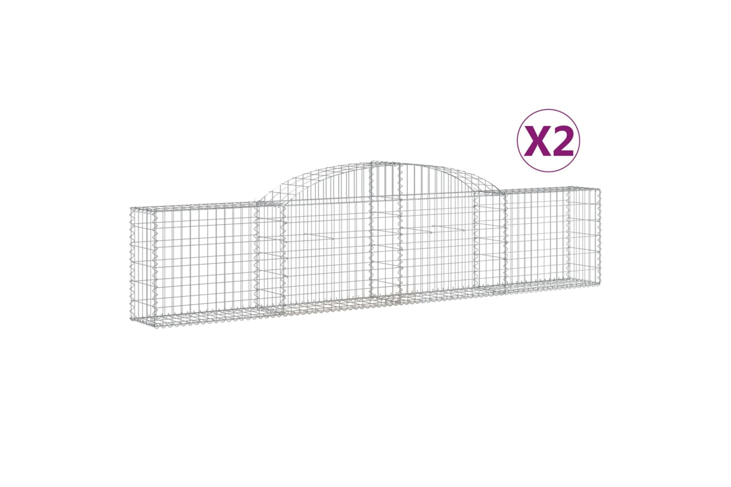 vidaXL 3146485 Arched Gabion Baskets 2 Pcs 300x30x60/80cm Galvanised Iron