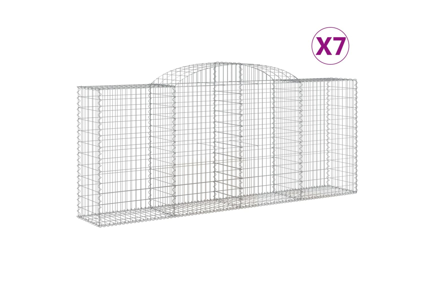vidaXL 3146724 Arched Gabion Baskets 7 Pcs 300x50x120/140cm Galvanised Iron