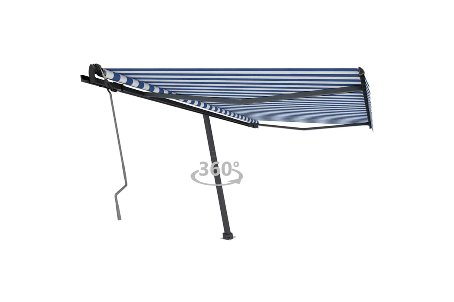 vidaXL 3069816 Freestanding Manual Retractable Awning 400x350cm Blue/white