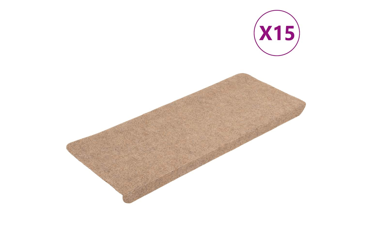 vidaXL 343476 Stair Mats Self-adhesive 15 Pcs 65x24.5x3.5cm Beige