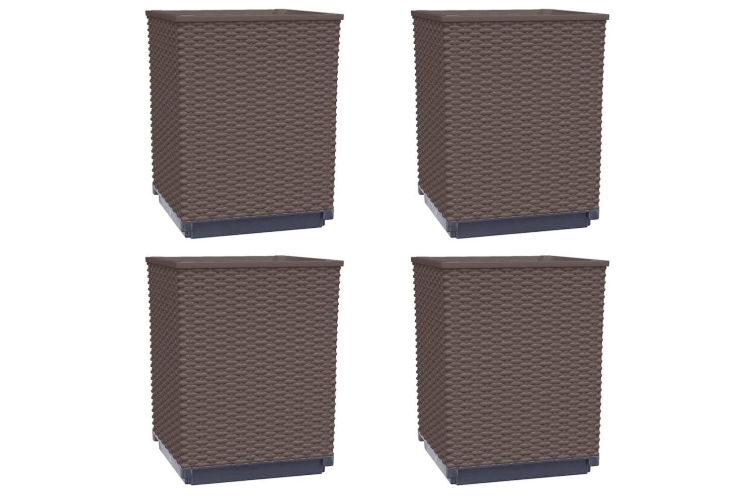 vidaXL 364189 Planters 4 Pcs Brown 30x30x37cm Polypropylene