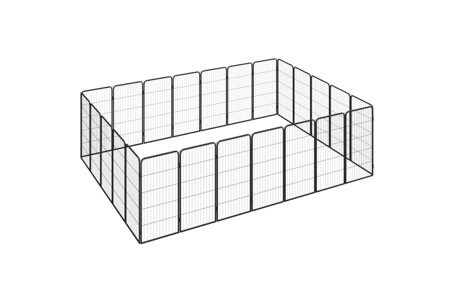 vidaXL 3115962 24-panel Dog Playpen Black 50x100cm Powder-coated Steel
