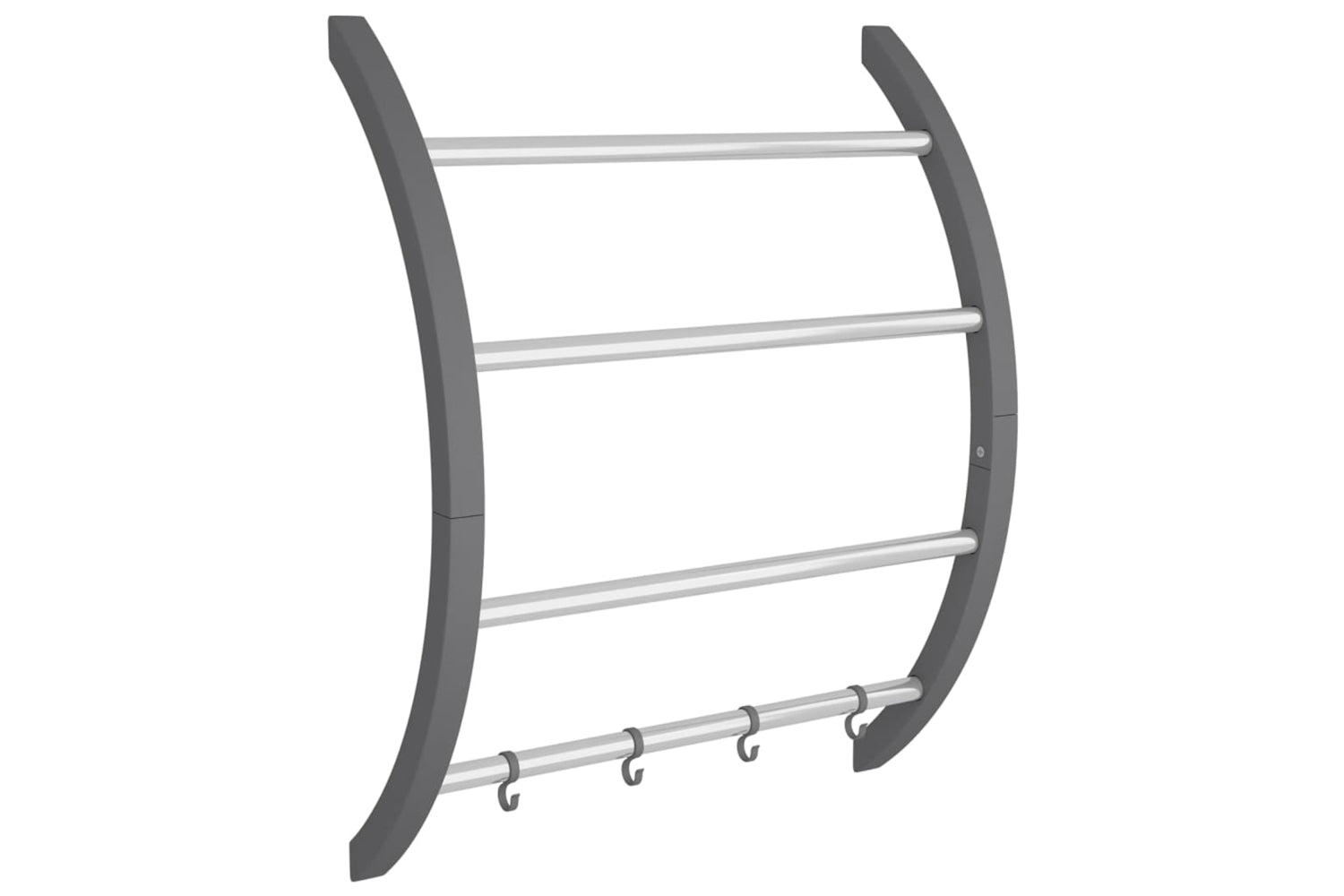 vidaXL 344381 Towel Rack With Hooks Silver 56x16x72cm Aluminium