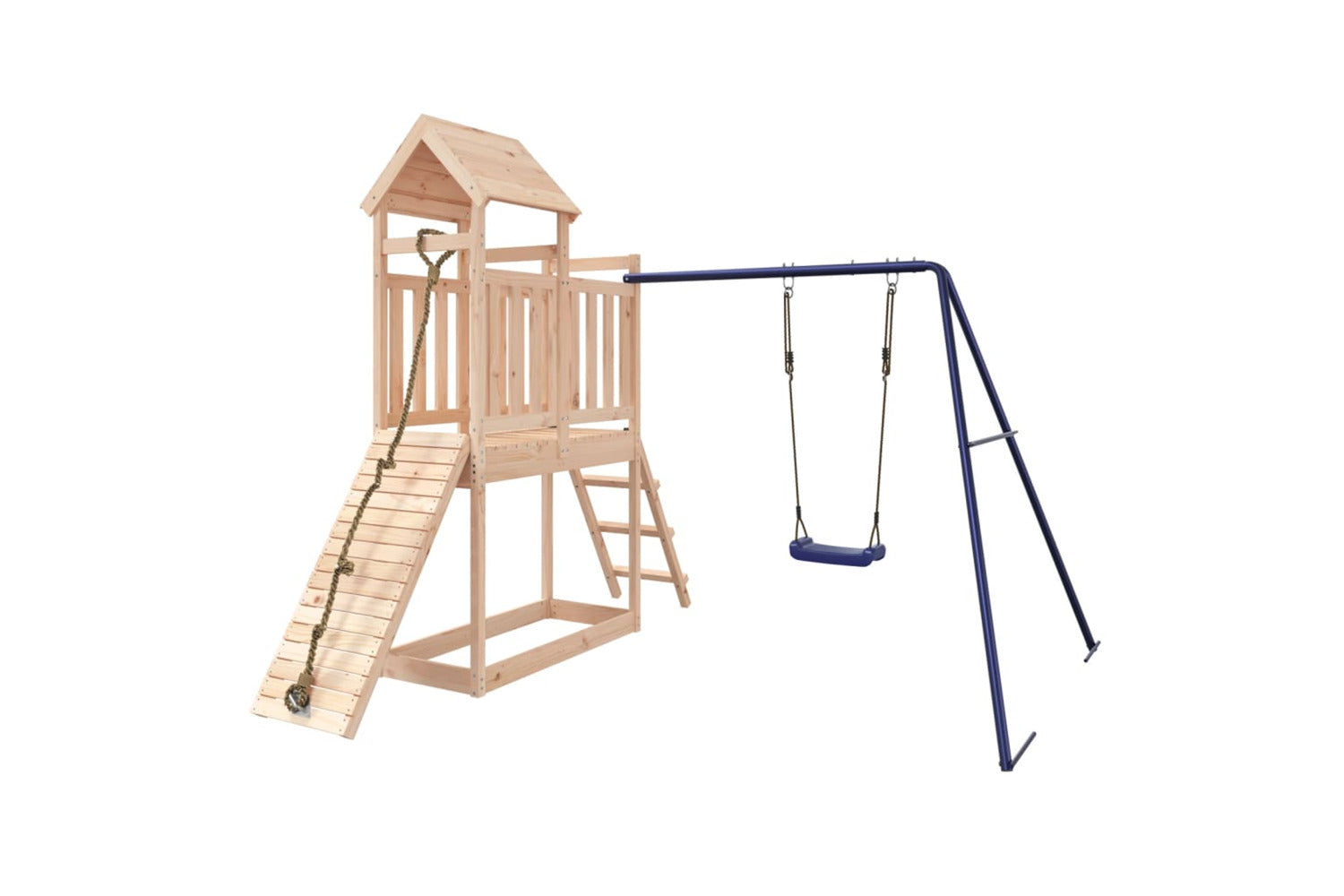 Vidaxl 3155870 Playhouse With Swing Climbing Wall Solid Wood Pine-2
