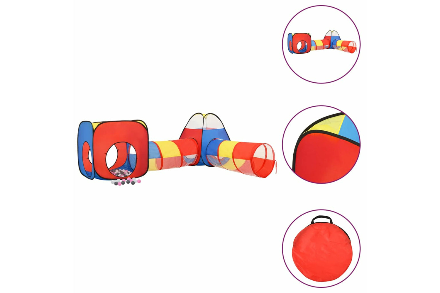 vidaXL 3107735 Children Play Tent With 250 Balls Multicolour 190x264x90cm-2