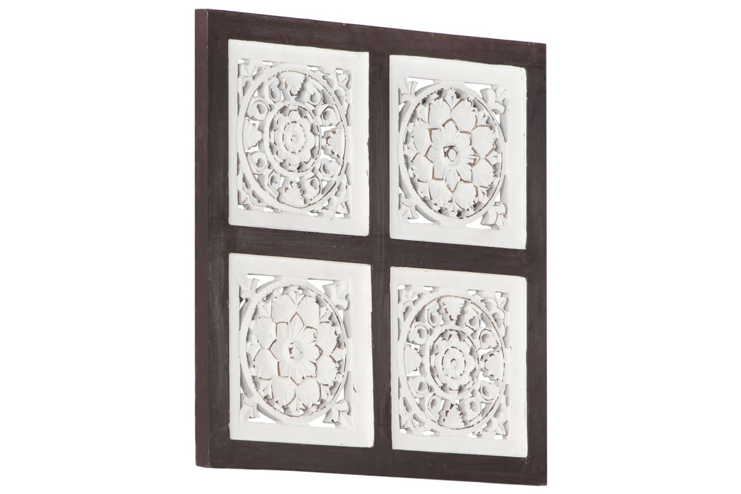 vidaXL 321653 Hand-carved Wall Panel Mdf 40x40x1.5cm Brown And White-2