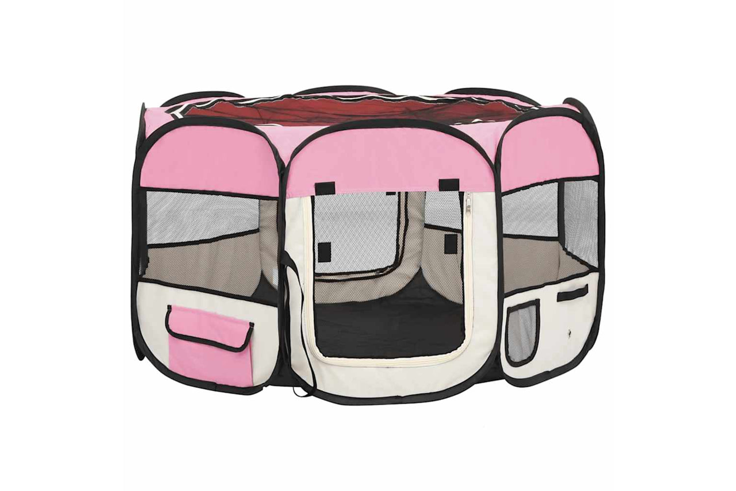 Vidaxl Foldable Dog Playpen With Carrying Bag Pink 110x110x58 Cm