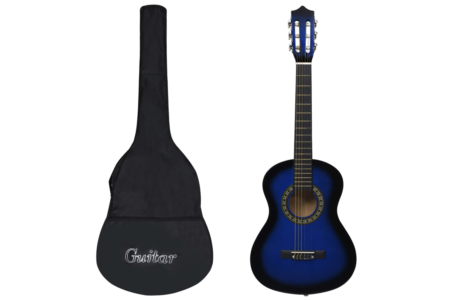 vidaXL 3055603 Classical Guitar For Beginner And Kid With Bag Blue 1/2 34