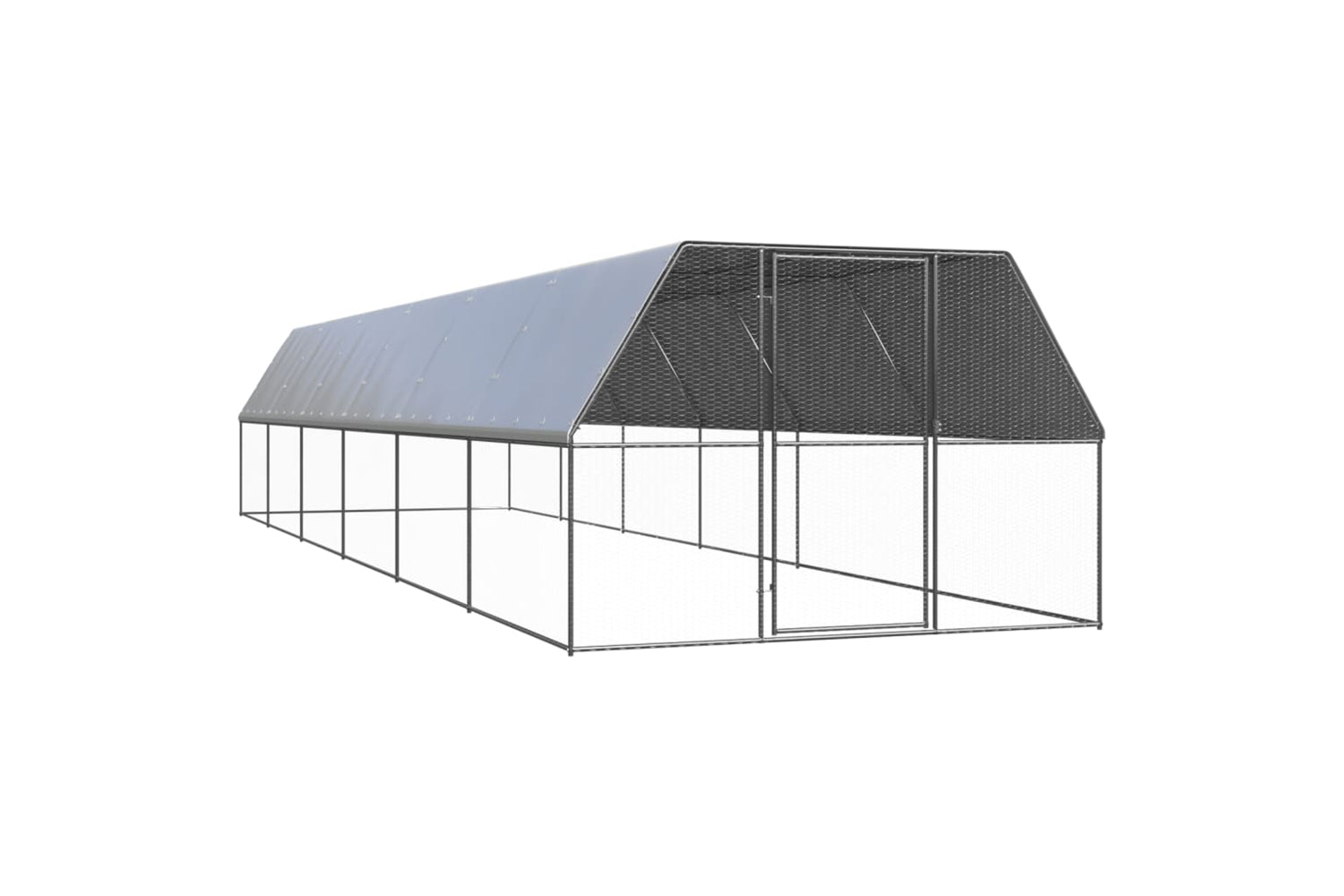 Vidaxl 3154380 Outdoor Chicken Cage 3x12x2 M Galvanised Steel