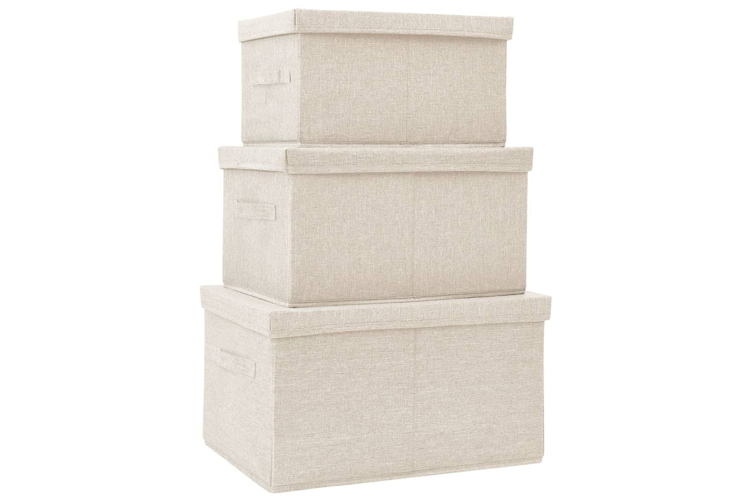 Vidaxl 332920 Stackable Storage Box Set Of 3 Piece Fabric Cream
