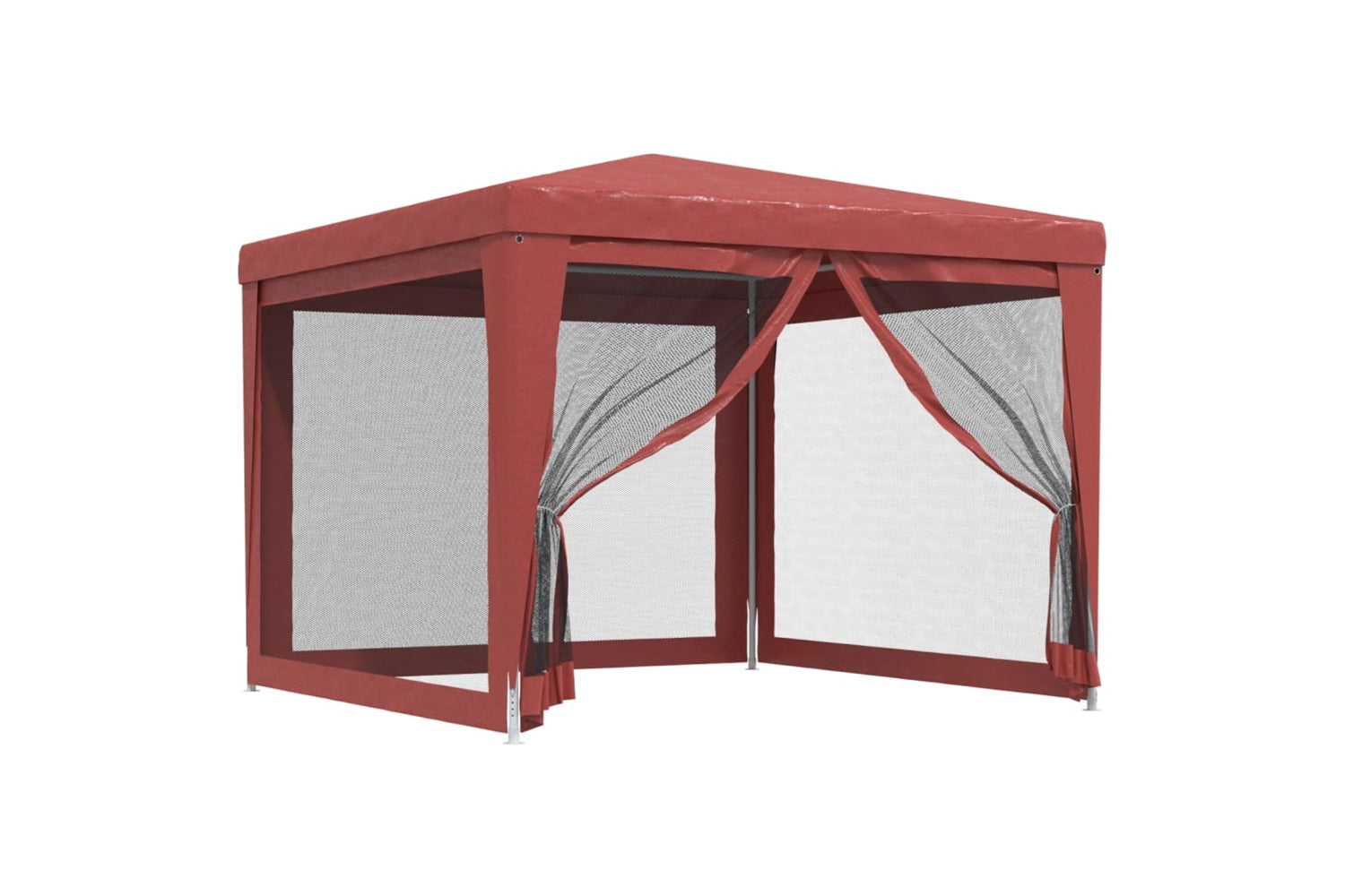 Vidaxl 319230 Party Tent With 4 Mesh Sidewalls Red 3x3 M Hdpe