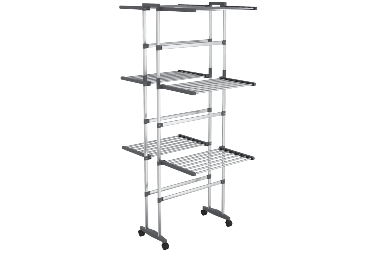 vidaXL 344376 3-tier Laundry Drying Rack With Wheels Silver 60x70x129cm