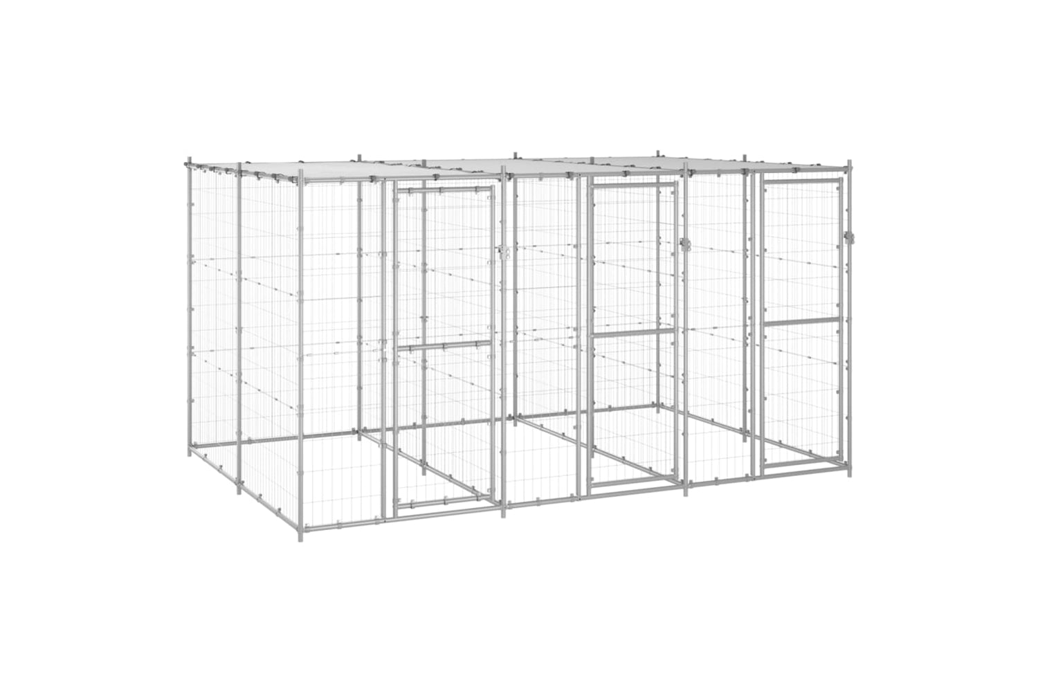 Vidaxl 3082272 Outdoor Dog Kennel Galvanised Steel With Roof 7.26 M2