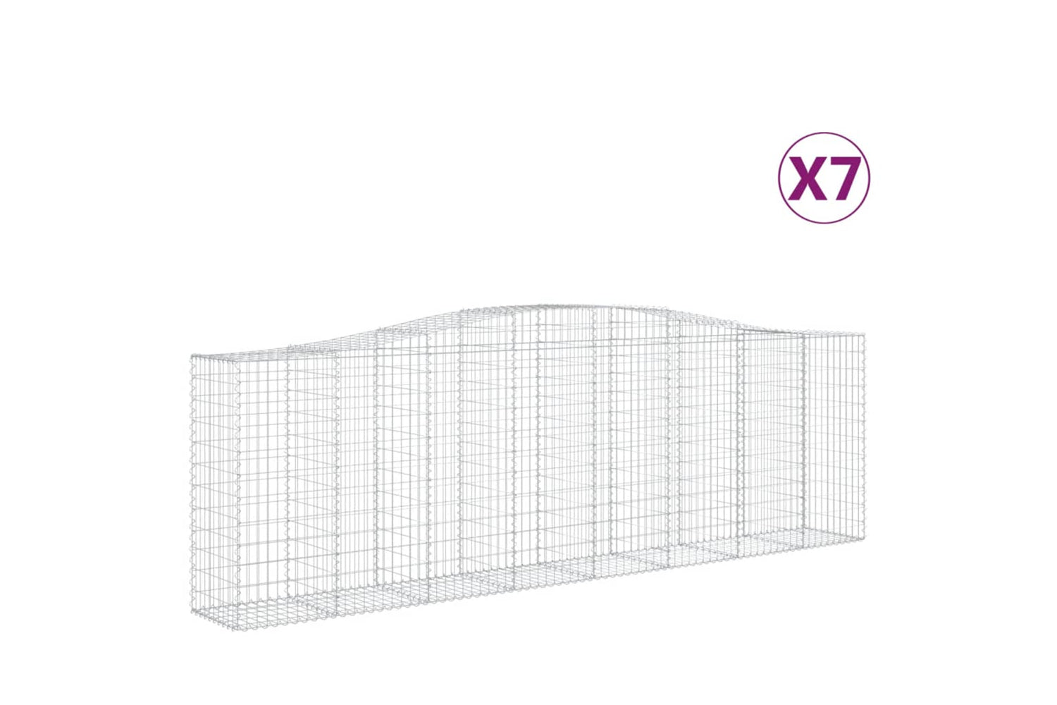 vidaXL 3145974 Arched Gabion Baskets 7 Pcs 400x50x120/140cm Galvanised Iron