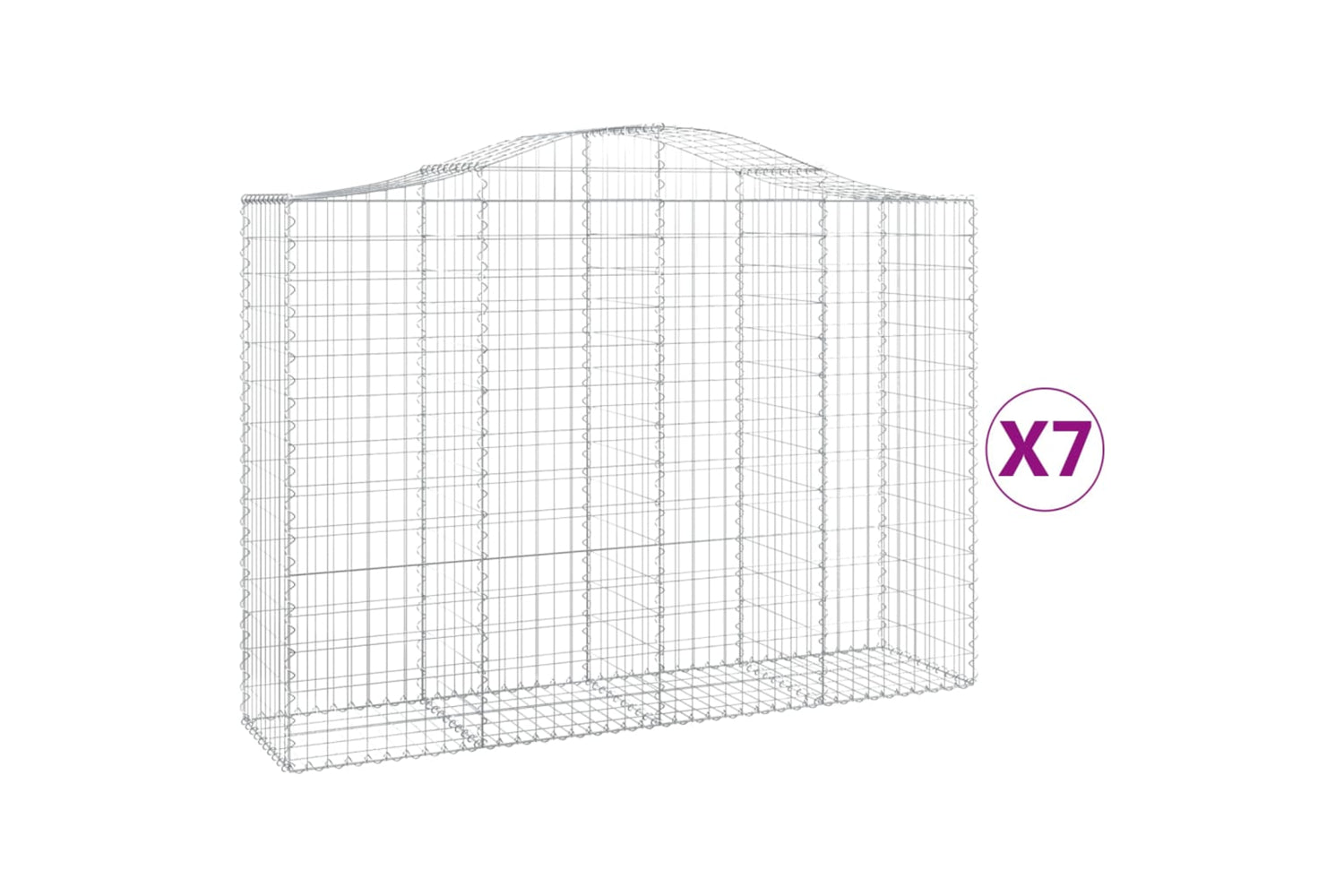 vidaXL 3145687 Arched Gabion Baskets 7 Pcs 200x50x140/160cm Galvanised Iron