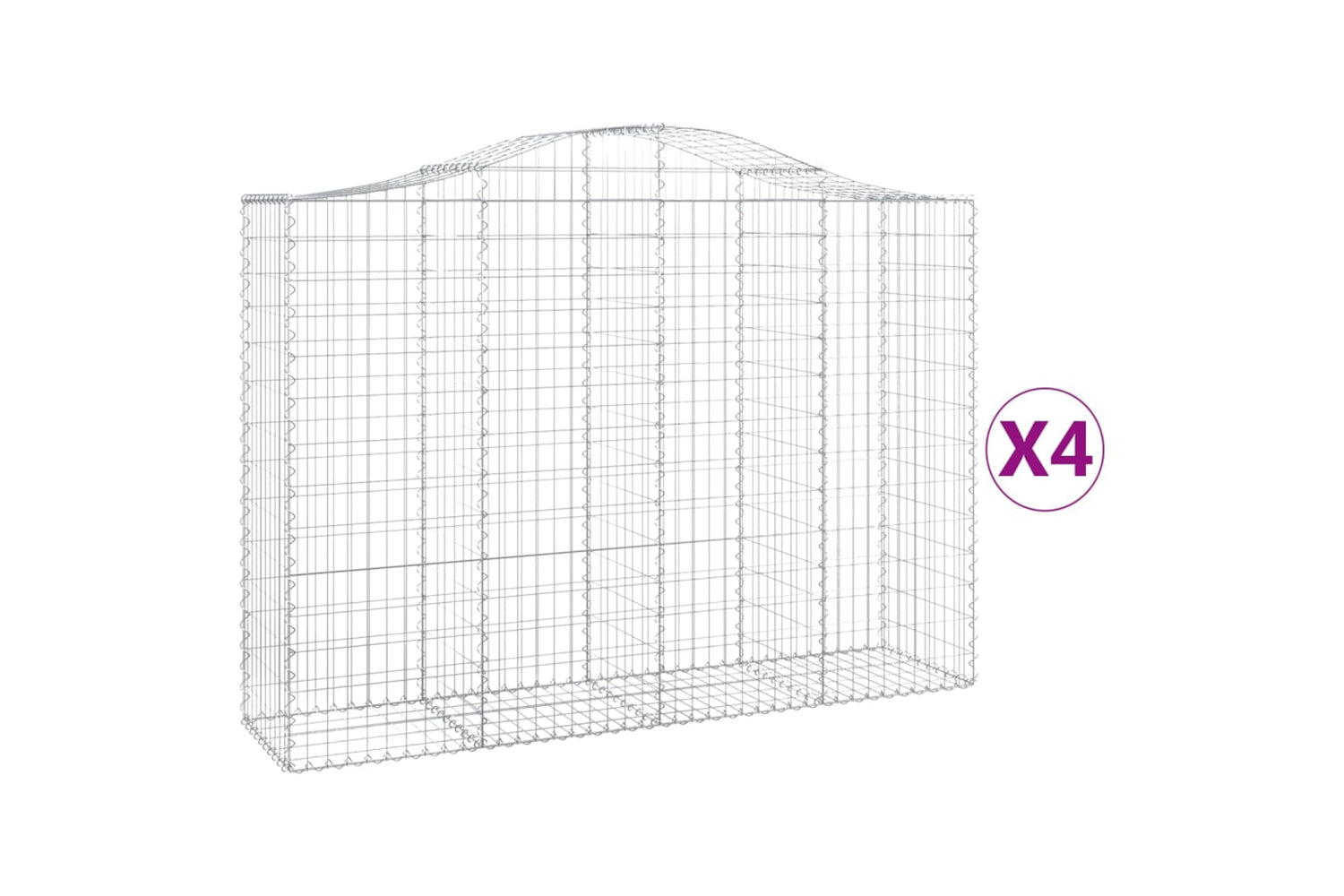 vidaXL 3145684 Arched Gabion Baskets 4 Pcs 200x50x140/160cm Galvanised Iron