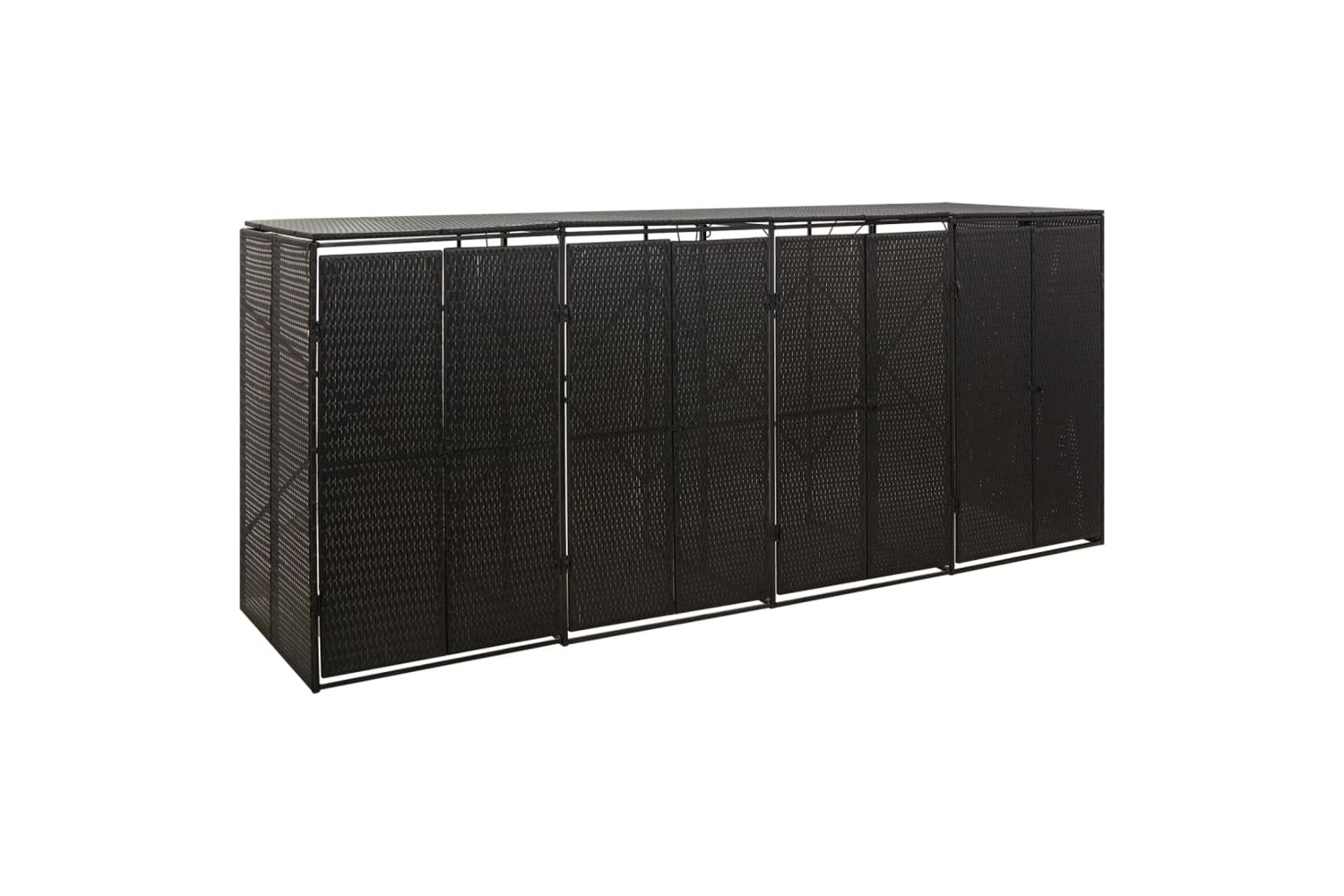 vidaXL 319863 Quadruple Wheelie Bin Shed Black 274x80x117cm Poly Rattan