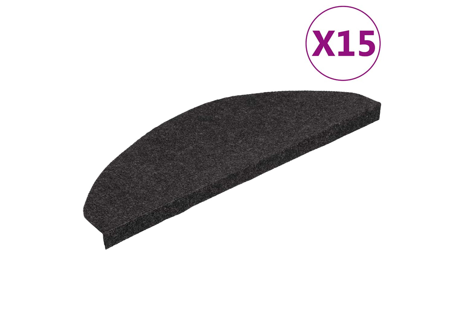 vidaXL 136396 Stair Mats Self-adhesive 15 Pcs 65x22.5x3.5cm Black